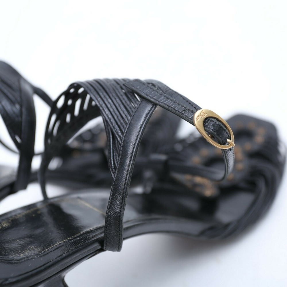 DIOR SLINGBACK PUMPS BLACK LEATHER WOMEN'S SIZE 7 - Picture 3 of 8